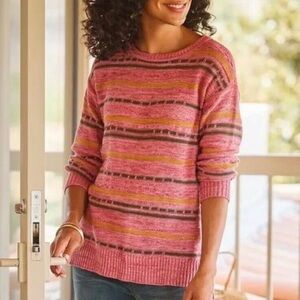 Soft Surroundings Lisabetta Sweater Knit Stripe Artsy‎ Comfy Size M